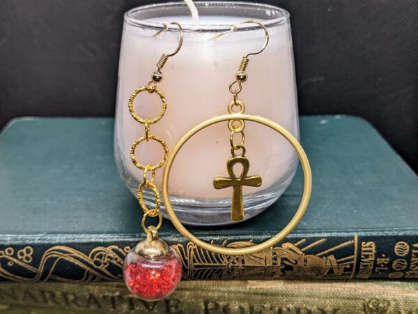 Asymmetrical Ankh earrings