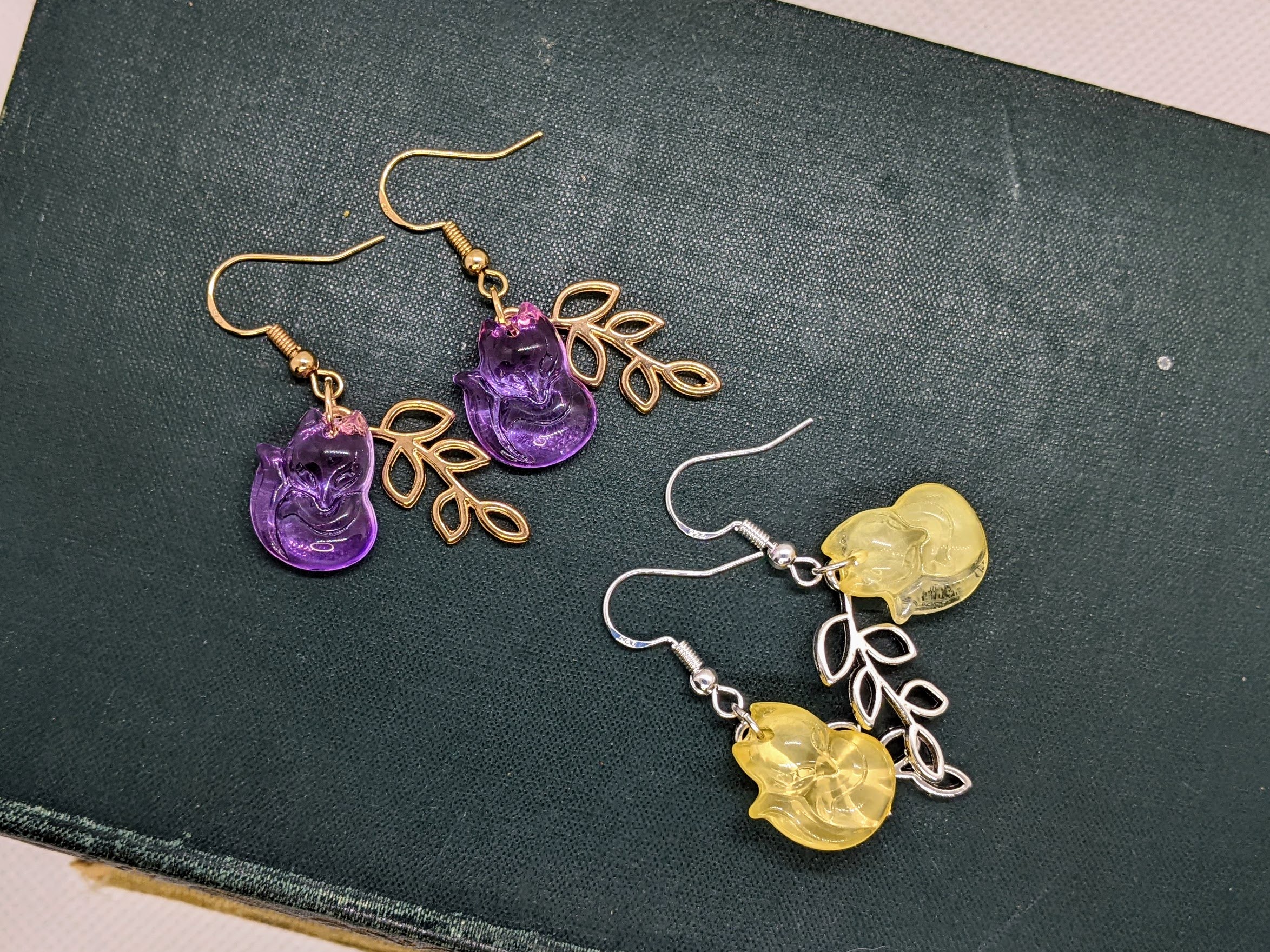 Fox and branch earrings